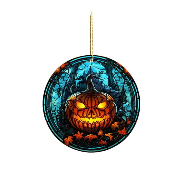 qILAKOG 3.15 inch Halloween Pumpkin and Bat Round Hanging Decorations Ghost Festival Party Indoor Outdoor House Numbers Yard Hanging Decorations