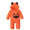 thumbnail image 1 of qILAKOG Baby Boy Girls Halloween Clothes Newborn Hoodie Romper Fall Winter One-piece Outfit Infant Cute Cartoon Clothing Set Newborn Pajamas Orange 18-24 Months, 1 of 8