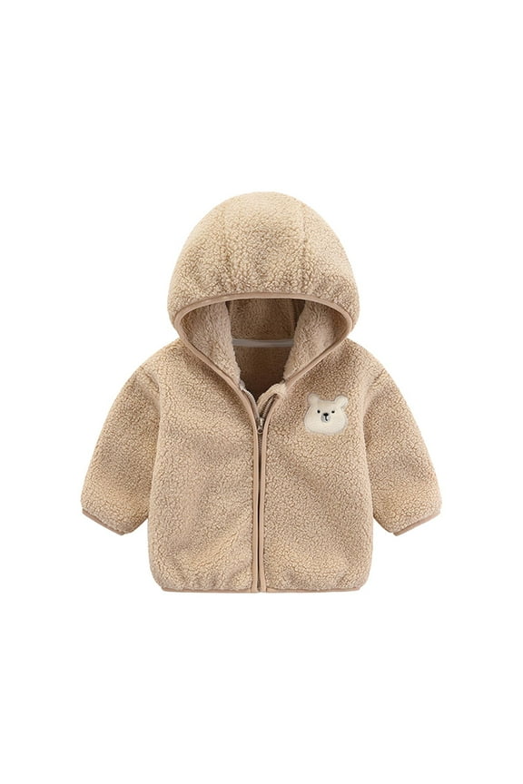Baby Girl Boy Fleece Zip Up Hoodie Fuzzy Long Sleeve Jacket Hooded Teddy Coat Winter Shacket Warm Outwear Cardigan Lightweight Cute Kid Apparel Unisex Cute Hoodie Coat