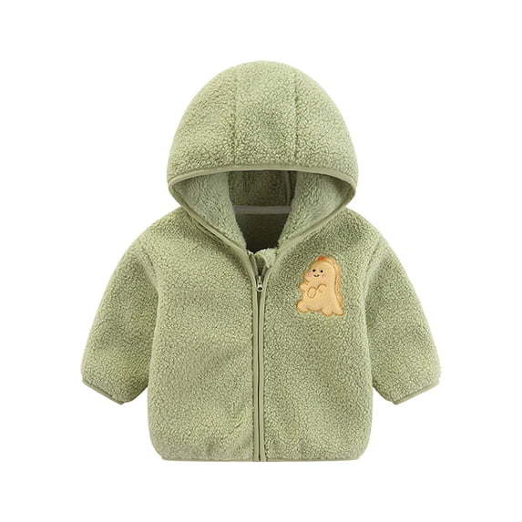 qILAKOG Baby Girl Boy Fleece Zip Up Hoodie Fuzzy Long Sleeve Jacket Hooded Teddy Coat Winter Shacket Warm Outwear Cardigan Lightweight Cute Kid Apparel Unisex Cute Hoodie Coat