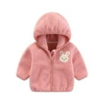 thumbnail image 1 of qILAKOG Baby Girl Boy Fleece Zip Up Hoodie Fuzzy Long Sleeve Jacket Hooded Teddy Coat Winter Shacket Warm Outwear Cardigan Lightweight Cute Kid Apparel Unisex Cute Hoodie Coat, 1 of 2