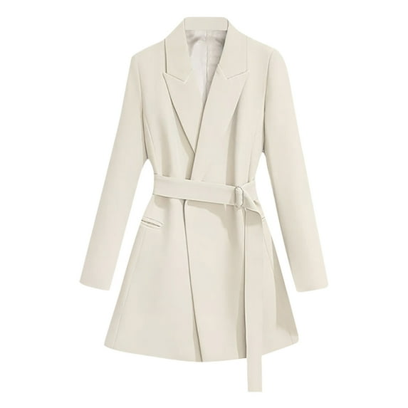 qILAKOG Blazer Jackets for Women Women's 2024 Blazers Long Sleeve Lapel Open Front Oversized Business Work Office Jackets Blazer with Belt and Pocket Womens Suit