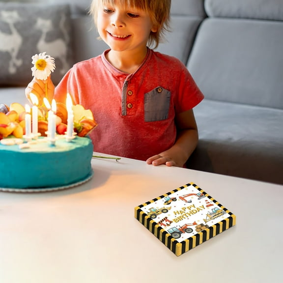 qILAKOG Disposable Tableware for Excavator Birthday Party, Decorative Items for Dump Truck Birthday Party, and Gifts for Architecture Themed Party for Boys（24 7-inch Tissues)