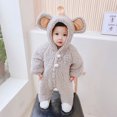 thumbnail image 1 of qILAKOG Fleece Baby Bunting Bodysuit – Infant One Piece Kids Hooded Romper Outerwear Toddler Jacket Newborn Baby Onesie Snowsuit Footie Romper Fleece Hooded Jumpsuit Gray 3-6 Months, 1 of 8