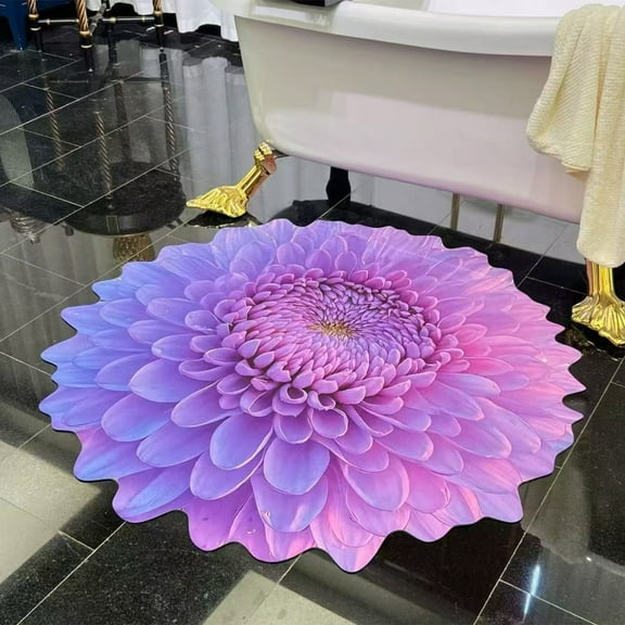 qILAKOG Flower Shaped Diatomaceous Earth Floor Mat Doorway Foot Mat Bedroom Door Mat Non Sliped Bathroom Mat