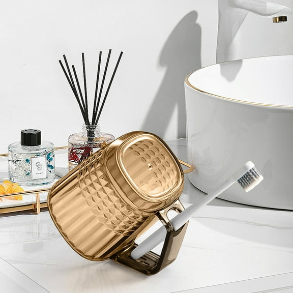 qILAKOG High-End Transparent Toothbrush and Mouthwash Cup, can be Placed Upside Down to Hold the Toothbrush, with a High Appearance Level and a Comfortable Handle