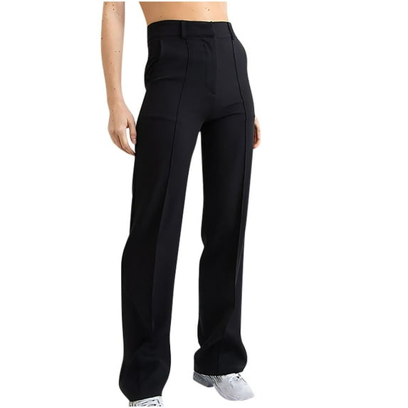qILAKOG High Waisted Work Pants for Women Business Casual Office Dress Pants Women's Fashion High Waist Wide Leg Pants Solid Color Versatile Casual Suit Pants Black XXL