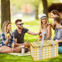 qILAKOG Insulated Picnic Bag Cooler Reusable, Foldable Picnic Baskets, Food and Tableware Storage Baskets, Suitable for Outdoor Picnics and Beaches