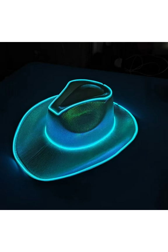 LED Cowboy Hat Light Up Glitter Cowboy Hat Space Cowgirl Hat for Women Men Costume