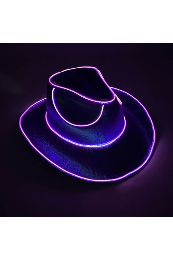 LED Cowboy Hat Light Up Glitter Cowboy Hat Space Cowgirl Hat for Women Men Costume
