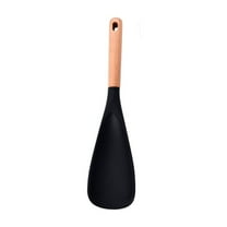 qILAKOG Multi-Functional Spoon, 11.4 inch Non-Stick Pan Wooden Handle Spoon, Sturdy BPA-Free Matte Silicone, Suitable for Stir-Frying, Ladling, and Stirring