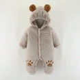 thumbnail image 1 of Newborn Infant Baby Girl Winter Clothes Baby Fleece Footie Snowsuit Winter Onesie Cartoon Warm Hooded Outfits for Girls Boys Gray Months, 1 of 7