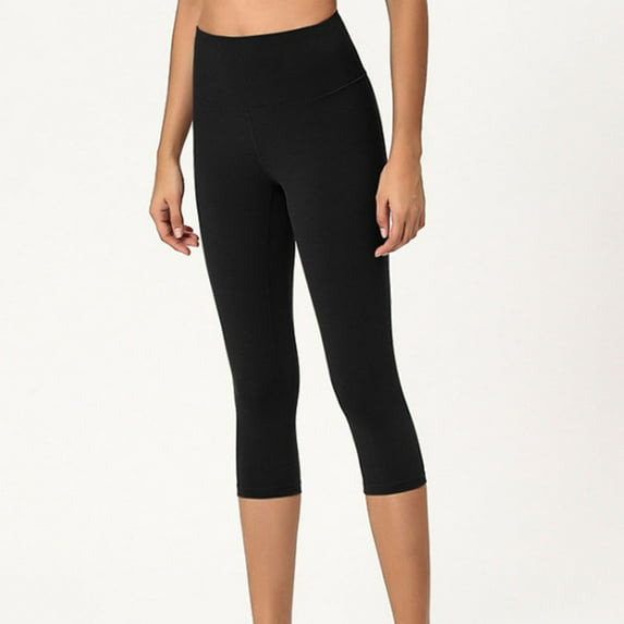 qILAKOG Capri Leggings for Women Yoga Pants Summer Essential Cropped Leggings Soft Stretch Workout Tights Womens High Waisted Capris Yoga Pants Activewear Running Cropped Pants, XL&Black