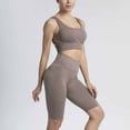 thumbnail image 1 of qILAKOG Sale Women's Yoga Outfit Seamless Workout Set High Waist Exercise Shorts Pants with Sport Crop Top Bra 2PCS Gym Tracksuits Women Workout Sets Yoga Outfit, S&Brown, 1 of 5