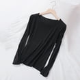 thumbnail image 1 of qILAKOG Sleep Shirts for Women Modal Crew Neck Solid Color Lounge Pajamas Top Soft Ladies Long Sleeve Pajama Shirt Black XL, 1 of 7