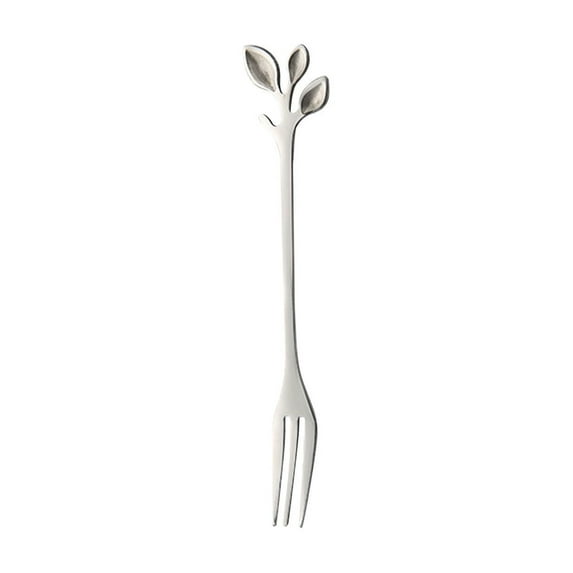 qILAKOG Stainless Steel Leaf Fork, Creative Leaf Coffee Fork, 4.8 inch Stirring Fork, Household Fruit Fork and Dessert Fork, Reusable Easy-to-Clean Tableware