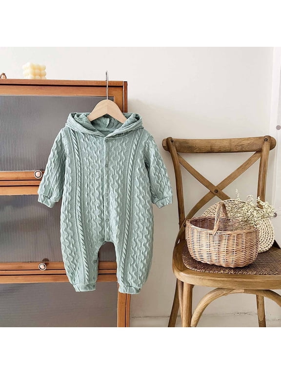Toddler Baby Cotton Romper Spring New Newborn Rabbit Long Sleeved Sweater Solid Color Jumpsuit Green 18-24 Months