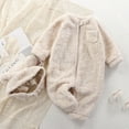 thumbnail image 1 of qILAKOG Toddler Baby Girls Boys Fleece Romper Long Sleeve Solid Color Warm Plush Onesie Round Neck Jumpsuit Beige 6-9 Months, 1 of 7
