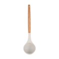 thumbnail image 1 of qILAKOG White Wooden Handle Silicone Kitchenware - Household Non-Stick Pan Safe Utensils Auxiliary Cooking Set(Wooden Handle Soup Ladlea), 1 of 5