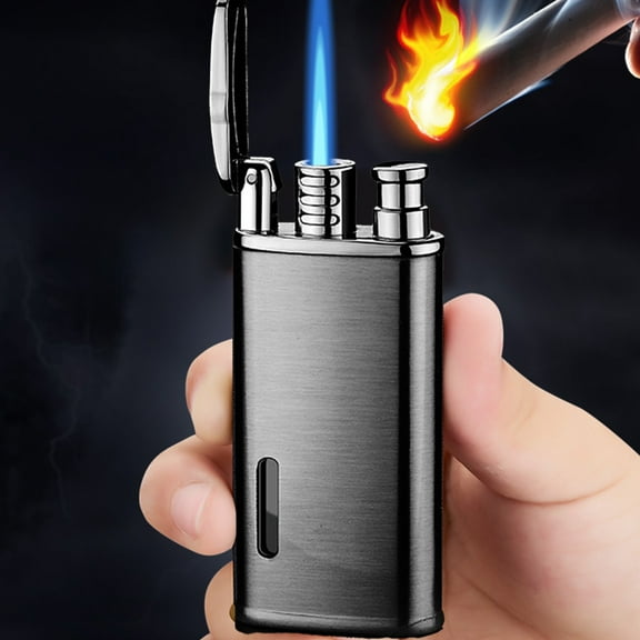 qILAKOG Windproof Lighter with an Observation Window, Adjustable and Refillable Jet Flame Lighter, the Best Gift for Men, Light the Birthday Candles