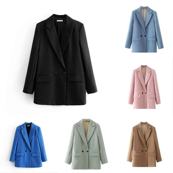 qILAKOG Women's Blazers & Suit Jackets Womens Blazer Jackets Long Sleeve Lapel Open Front Pockets Casual Work Office Blazers Button Jacket Suit with Pocket Women Business Suits