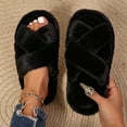 thumbnail image 1 of qILAKOG Women's Casual Winter Warm Open Toe House Slippers, Soft Flat Slip On Footwear, Comfort Friendly Non Slip Sole Indoor Home Shoes Black 7.5-8.5, 1 of 5