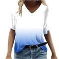 thumbnail image 1 of qILAKOG Women's Classic Fit Short Sleeve V-Neck Tie Dye Gradient T-Shirt Summer Tops for Women Loose Fitting Summer V Neck Printed Basic Shirts Loose Blouse Color Block Tops T Shirt Plus Size S-5XL, 1 of 5