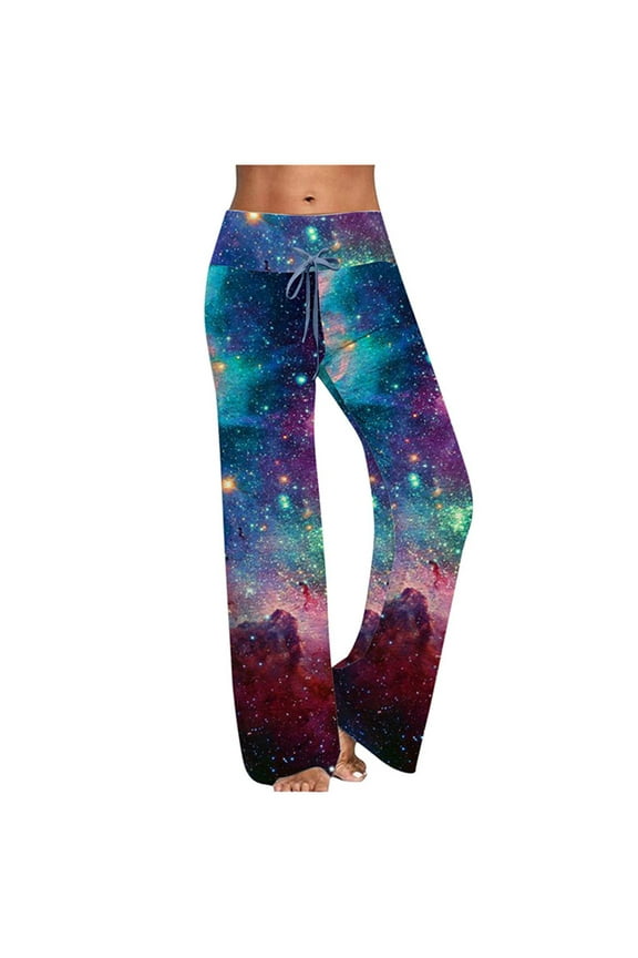 Women's Harem Pants, Hippie Palazzo Pants Boho Joggers Yoga Clothes Women's Comfy Casual Pajama Floral Print Elastic Waist Lounge Wide Leg Pants Purple XXXL