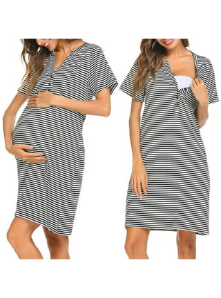 Spdoo Maternity Nightgown Short Sleeve Nursing Dress Breastfeeding  Sleepwear for Women 