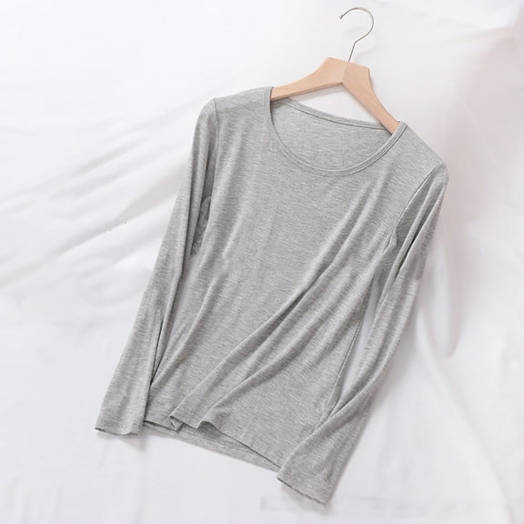 qILAKOG Women’s Pajama for Women, Long Sleeve Women’s Sleepwear, Pajama Shirt for Ladies, Loungewear Shirt Gray XXXXL