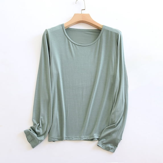 qILAKOG Women’s Pajama for Women, Long Sleeve Women’s Sleepwear, Pajama Shirt for Ladies, Loungewear Shirt Green XXL
