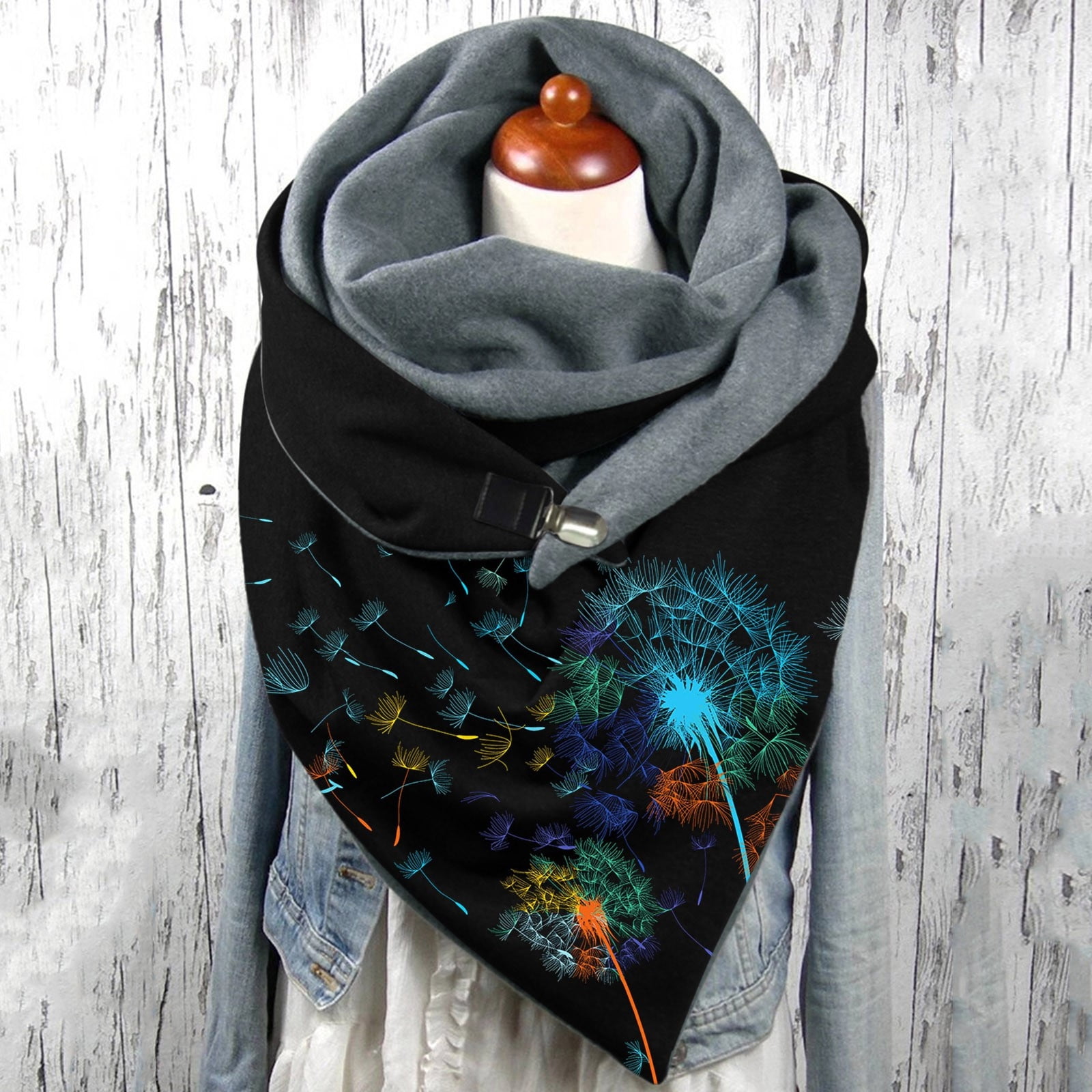 qILAKOG Women s Scarf Shaw Black white gray Sale Women Winter Graphic Printing Button Soft Wrap Casual Warm Scarves Shawls Scarf Winter Warm Scarf Gift Free Size Walmart
