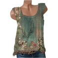 thumbnail image 1 of qILAKOG Women's Summer Flower Print Leopard Petal Elastic Shoulder Straps Tank Tops Loose Square Neck Jacquard Sleeveless Vest Shirts Casual Suspenders Cotton Basic Tunic Plus Size Blouse Pullover, 1 of 6