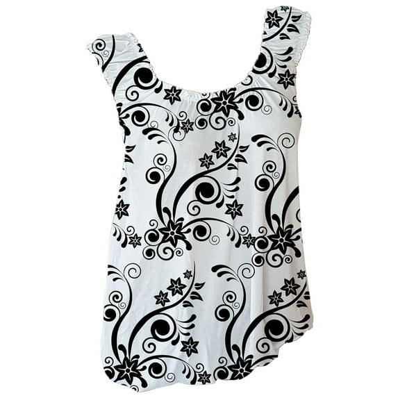 qILAKOG Women's Summer Flower Print Petal Elastic Shoulder Straps Tank Tops Loose Square Neck Jacquard Sleeveless Vest Shirts Casual Suspenders Cotton Basic Tunic Plus Size Blouse Pullover