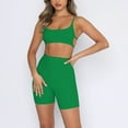 thumbnail image 1 of qILAKOG Women's Workout Sets Backless Tank 2 Piece Seamless High Waist Gym Outfit Yoga Shorts Sets Two Piece Outfits for Women Sleeveless V Neck Biker Shorts Set, XXL&Green, 1 of 8