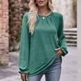 thumbnail image 1 of qILAKOG Womens Blouse Long Sleeve Summer Solid Slim Cute Tops Crewneck Slim Fit Tshirts Shirts Spring Tops Womens Fall Pullover Tops Ladies Fashion Casual T-shirt, Green&S, 1 of 7