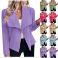 thumbnail image 1 of qILAKOG Womens Cropped Sweater Blazer Casual Open Front Crop Blazer Jackets Short Blazers for Women Lapel Cardigan Sweater Long Sleeve Knitted Blazer Jackets Women's Blazers, 1 of 5