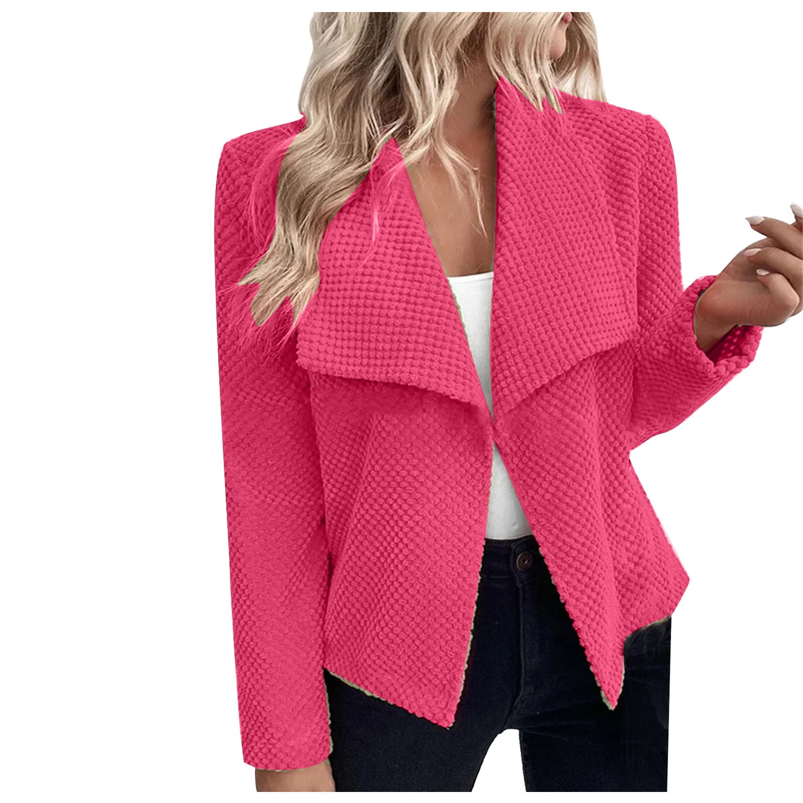 qILAKOG Womens Cropped Sweater Blazer Casual Open Front Crop Blazer