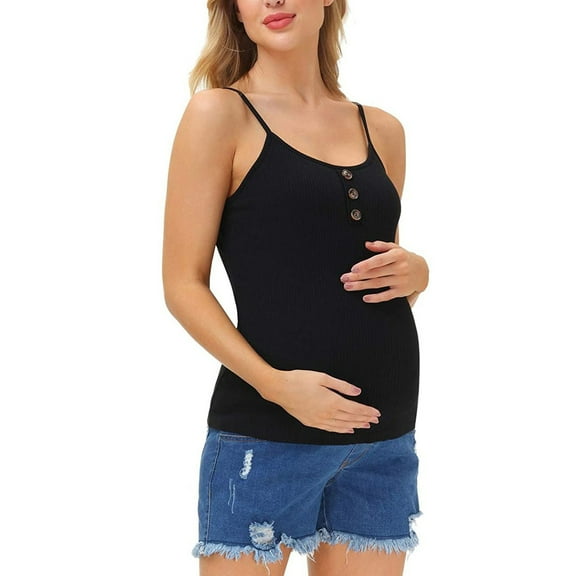 qILAKOG Womens Solid Color Button Down Short Sleeve Summer Maternity Cami Nursing Breastfeeding Dress/Tops Women's Nursing Nightgown Maternity Dress Breastfeeding Gown Full Slips Sleepwear Vest