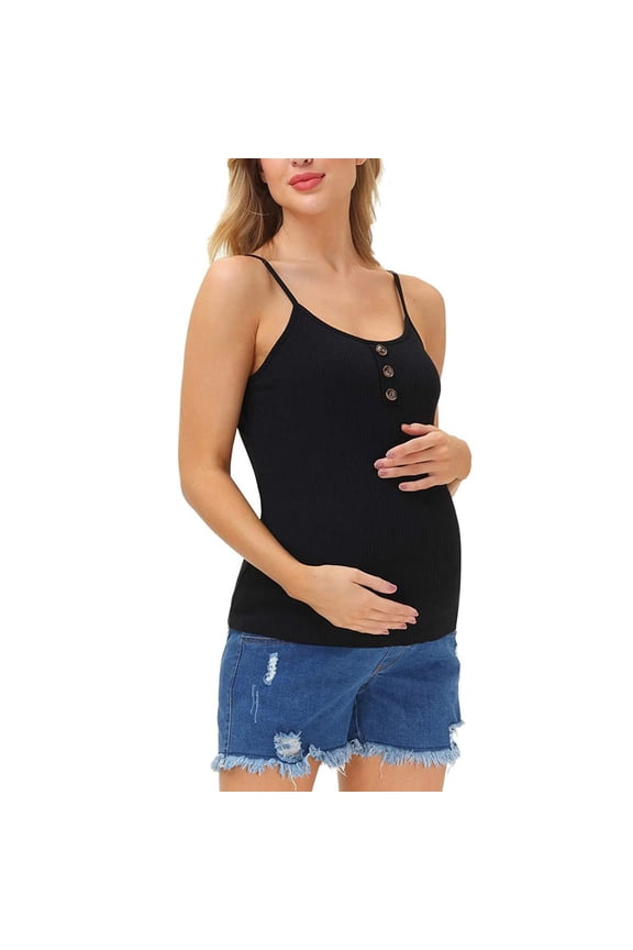 Womens Solid Color Button Down Short Sleeve Summer Maternity Cami Nursing Breastfeeding Dress/Tops Women's Nursing Nightgown Maternity Dress Breastfeeding Gown Full Slips Sleepwear Vest