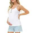 thumbnail image 1 of qILAKOG Womens Solid Color Button Down Short Sleeve Summer Maternity Cami Nursing Breastfeeding Dress/Tops Women's Nursing Nightgown Maternity Dress Breastfeeding Gown Full Slips Sleepwear Vest, 1 of 6