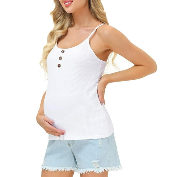 qILAKOG Womens Solid Color Button Down Short Sleeve Summer Maternity Cami Nursing Breastfeeding Dress/Tops Women's Nursing Nightgown Maternity Dress Breastfeeding Gown Full Slips Sleepwear Vest