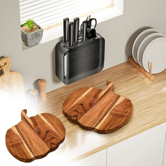 qILAKOG Wooden Cutting Board Pumpkin Shaped Wooden Cutting Board Wooden Fruit Bread Board Western Steak Cheese Board