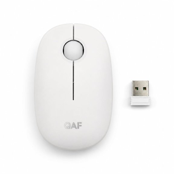 qaf Silent Wireless Mouse 2.4G, 1600 DPI Optical Computer Mouse with USB Receiver, Plug & Play, Compact Lightweight Portable Mouse for Windows Mac Chrome OS Android Laptop PC (Mist White)