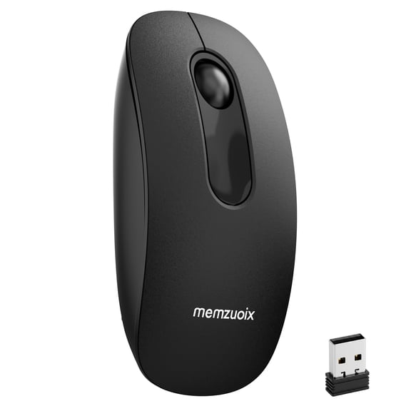 qaf Wireless Mouse 2.4G,Silent Click Computer Mouse with 1600 DPI Optical Sensor,Compact Lightweight Portable,USB Receiver Plug&Play Mouse for Windows Mac Chrome OS Android Laptop PC (Matte Black)