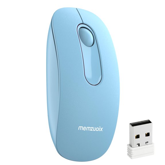 qaf Wireless Mouse 2.4G, Silent Click Computer Mouse with 1600 DPI Optical Sensor, Compact Lightweight Portable, USB Receiver Plug & Play Mouse for Windows Mac Chrome OS Android Laptop PC (Sky Blue)