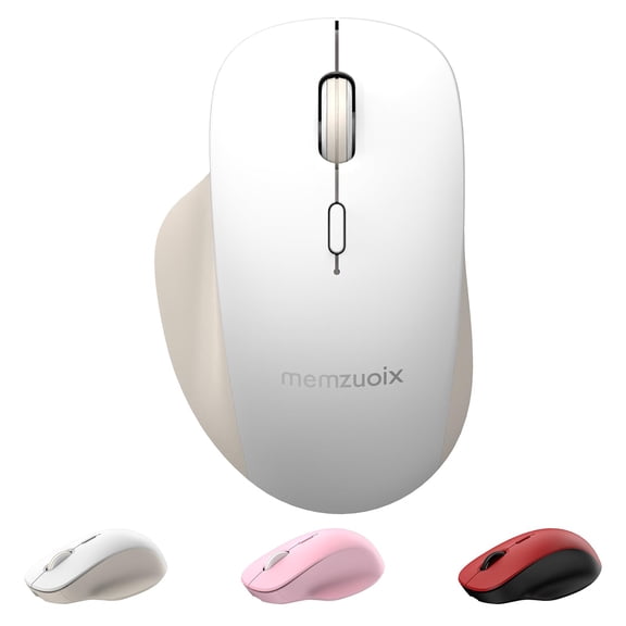 qaf Wireless Mouse 2.4GHz & Bluetooth 5.3, Rechargeable Silent Click Ergonomic Mouse with 3 Adjustable DPI 800/1200/1600, Energy Saving Mouse for Windows Mac Chrome Linux iOS Android (Pink)