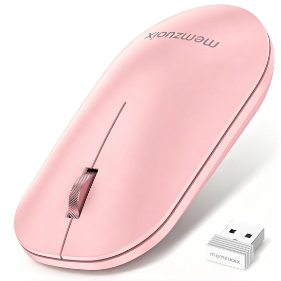 qaf Wireless Mouse 2.4GHz Silent Click 1600 DPI Precision Optical Sensor, Compact Lightweight Portable Mouse with USB Receiver, Plug & Play for PC, Laptop, MacBook, Chrome OS (Rose Pink)