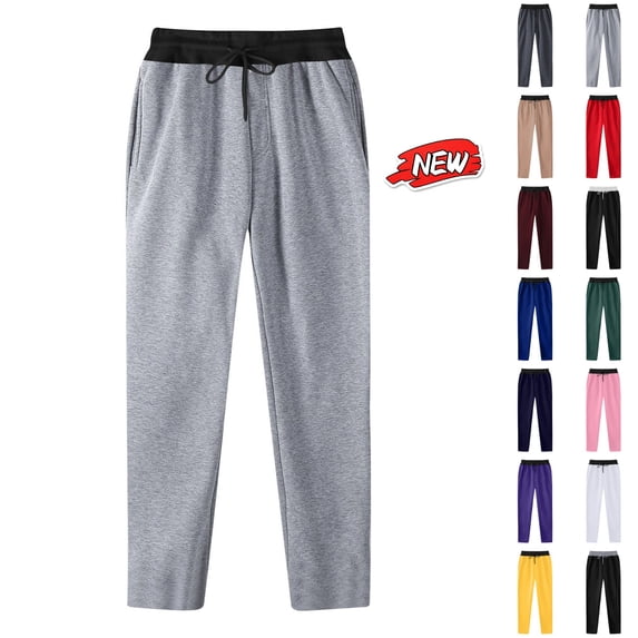 qafoshin Colorblock Straight Leg Sweatpants for Men Casual Athletic Elastic Drawstring Waist Pants with Pockets
