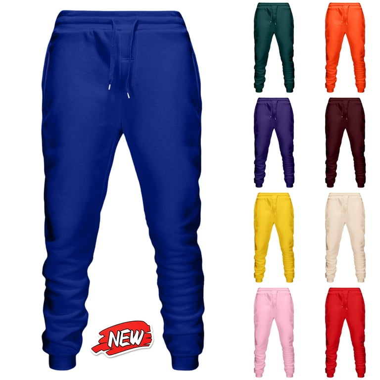 qafoshin Fleece-lined Jogger Sweatpants for Men Warm Workout Solid ...